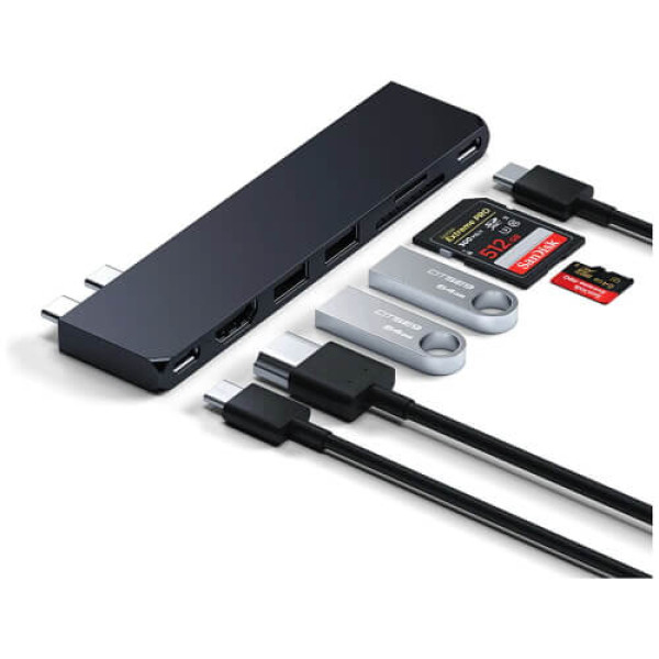 Хаб Satechi Aluminum USB-C Pro Hub Slim Adapter Midnight (ST-HUCPHSD)