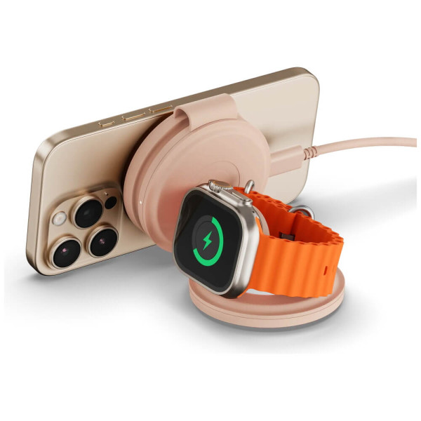 Беспроводное зарядное устройство Satechi OntheGo 3-in-1 Wireless Charger Desert Rose (ST-QTG31R)