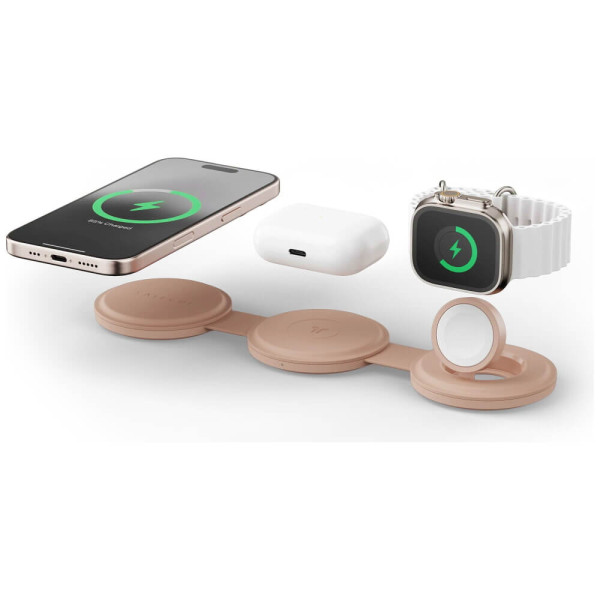 Беспроводное зарядное устройство Satechi OntheGo 3-in-1 Wireless Charger Desert Rose (ST-QTG31R)