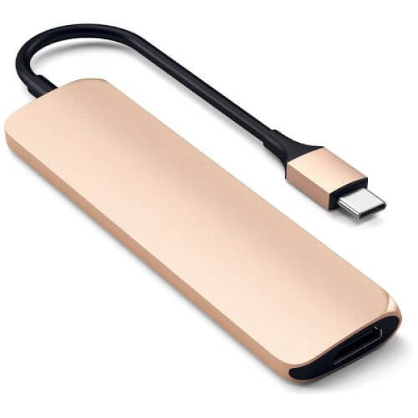 Хаб Satechi Aluminum Type-C Slim Multi-Port Adapter 4K V2 Gold (ST-SCMA2G)
