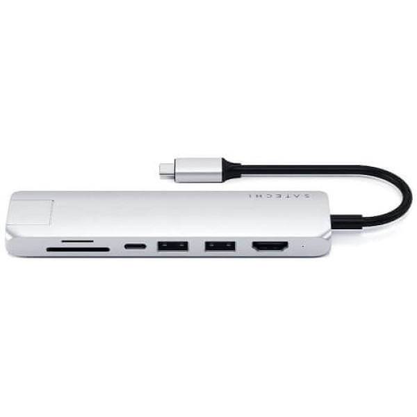 Хаб Satechi Aluminum Type-C Slim Multi-Port with Ethernet Adapter Silver (ST-UCSMA3S) (OPEN BOX)