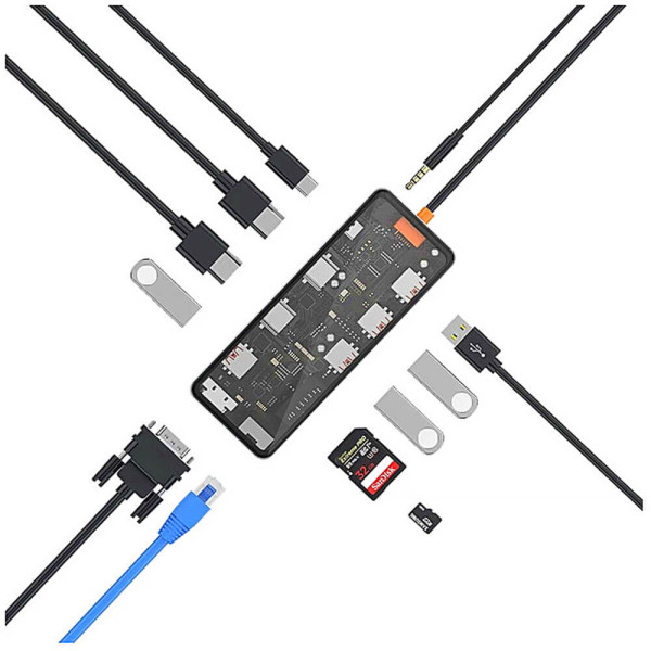 Хаб WIWU USB-C 12in1 Cyber Hub Series Space Gray