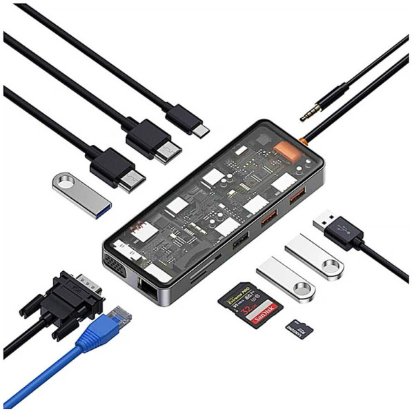 Хаб WIWU USB-C 12in1 Cyber Hub Series Space Gray