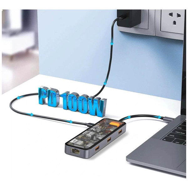 Хаб WIWU USB-C 8in1 Cyber Hub Series Space Gray (CB008)