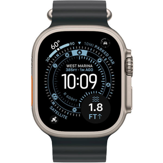 Apple Watch Ultra 3 Natural Titanium Case with Black Ocean Band (MF1V4+MXTL3)