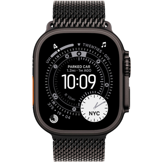 Apple Watch Ultra 3 Black Titanium Case with Black Titanium Milanese Loop Medium (MF1Q4)