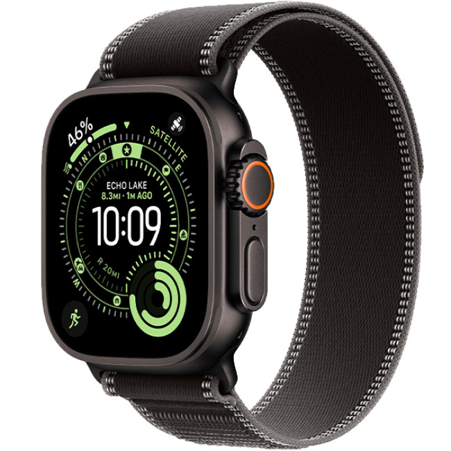 Apple Watch Ultra 3 Black Titanium Case with Black/Charcoal Trail Loop M/L (MF1H4)