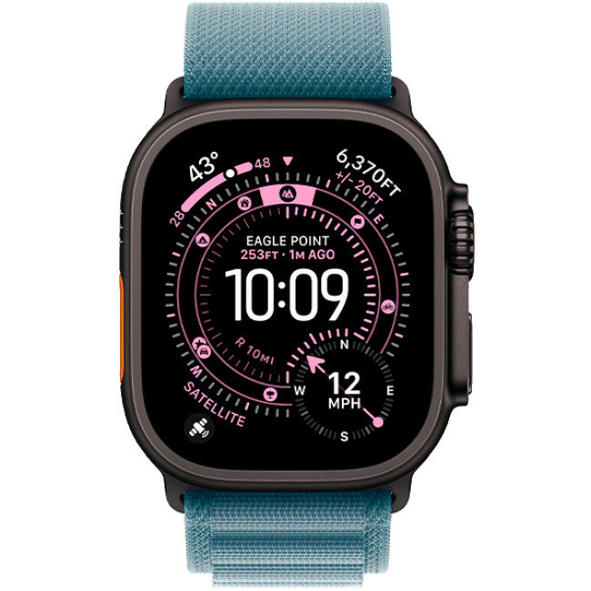 Apple Watch Ultra 3 Black Titanium Case with Light Blue Alpine Loop Small (MF254/MG9K4)
