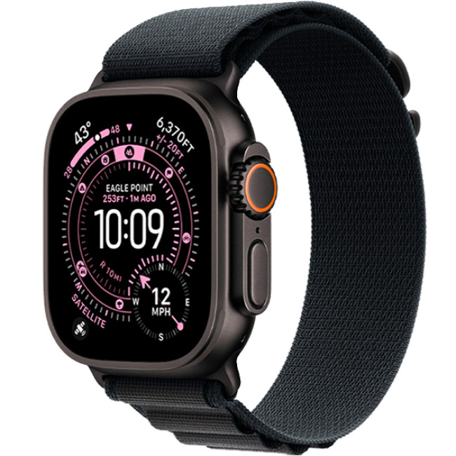 Apple Watch Ultra 3 Black Titanium Case with Black Alpine Loop Small (MF0Q4)