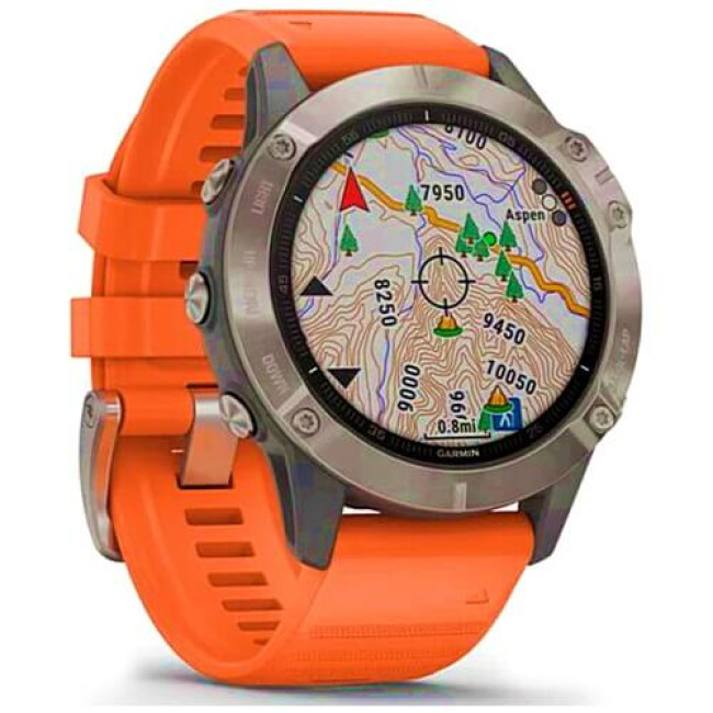 Смарт-часы Garmin Fenix 6 Pro Titanium with Ember Orange Band (010-02158-14/15) ГАРАНТИЯ 3 мес.