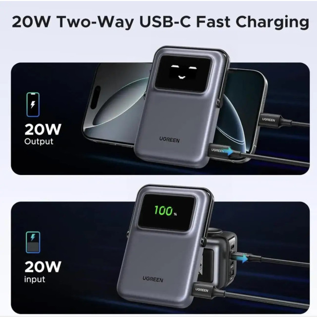 Внешний аккумулятор UGREEN Uno 10000mAh 20W Gray (45327)