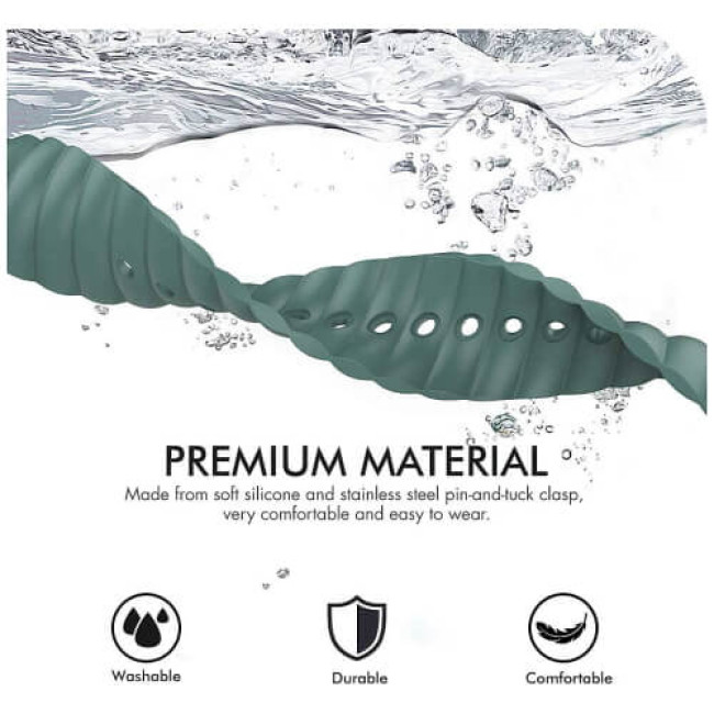 Ремешок AhaStyle Premium Rugged Silicone Band for Apple Watch 42/44/45 mm Green
