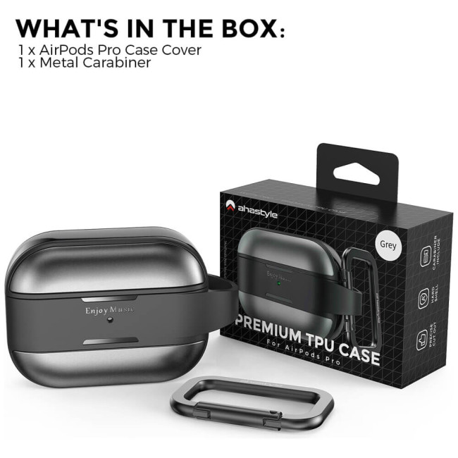 Чехол AhaStyle Premium TPU Case for AirPods Pro 2 with Carabiner Dark Grey (CP-WG75-PRO2-DG)