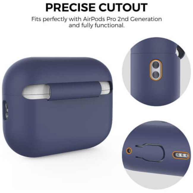 Чехол для наушников AhaStyle Silicone Case for AirPods Pro 2 with strap Midnight Blue (X003E41MYN)