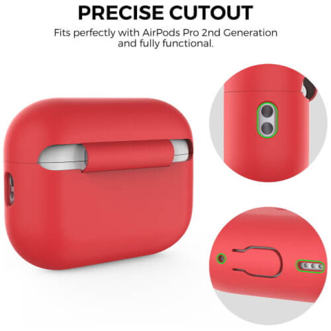 Чехол для наушников AhaStyle Silicone Case for AirPods Pro 2 with strap Red (X003E41MYX)