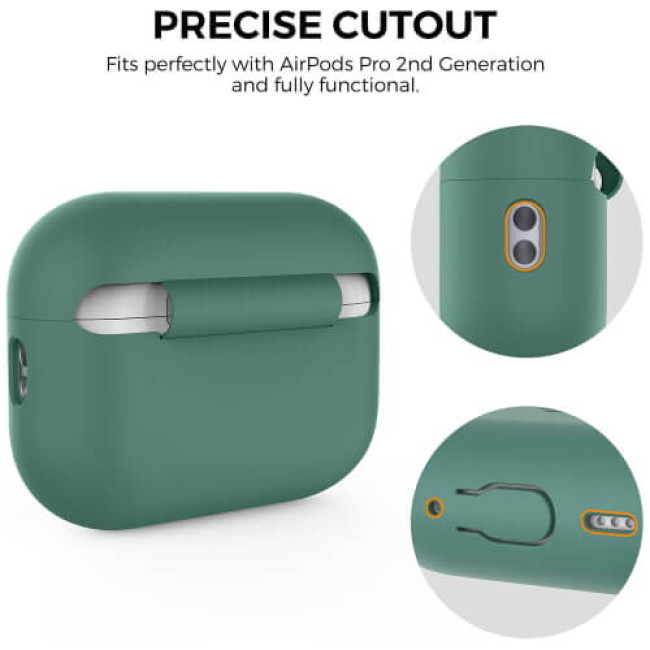 Чехол для наушников AhaStyle Silicone Case for AirPods Pro 2 with strap Midnight Green (X003E46FGX)