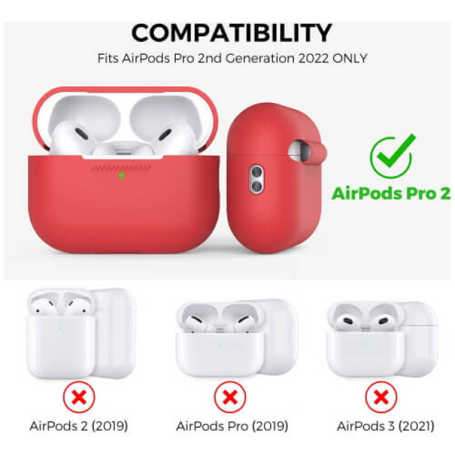 Чехол для наушников AhaStyle Silicone Case for AirPods Pro 2 with strap Red (X003E41MYX)