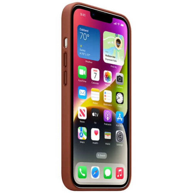 Чехол-накладка Apple iPhone 14 Leather Case with MagSafe Umber (MPP73)