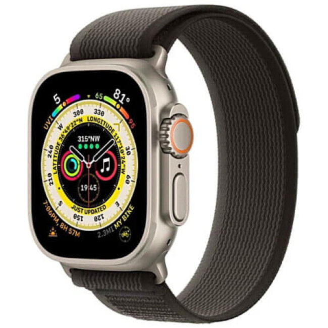 Ремешок Apple Watch 49mm Trail Loop Black/Gray S/M (MQEP3)