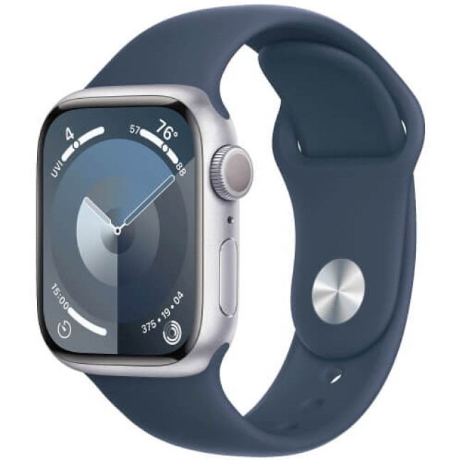 Apple WATCH Series 9 41mm Silver Aluminium Case with Storm Blue Sport Band S/M (MR903)