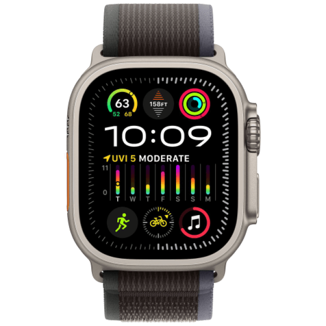 Apple Watch Ultra 2 Titanium Case with Blue/Black Trail Loop S/M (MRF53)