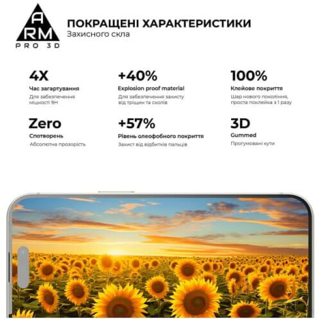 Защитное стекло ArmorStandart Pro 3D for iPhone 15 Plus Black (ARM68218)