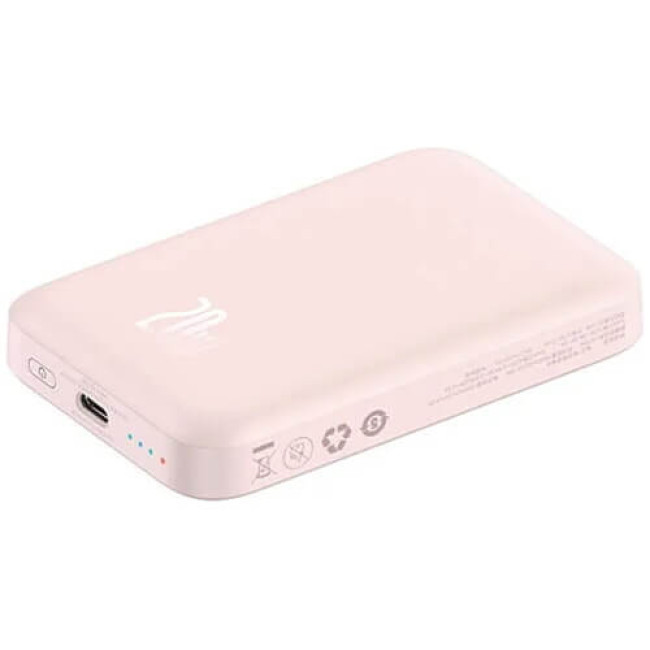 Внешний аккумулятор Baseus Magnetic Mini Wireless Fast Charge Power Bank 6000mAh 20W Pink (PPCX130004)
