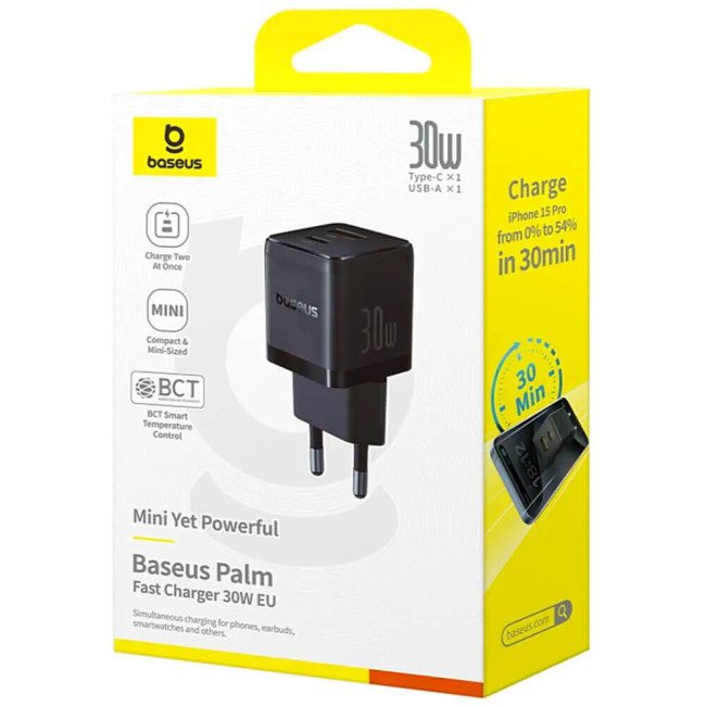 Сетевое зарядное устройство Baseus Palm Fast Charger 30W Black (P1011160A113-00)