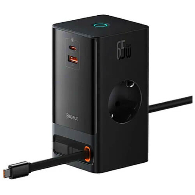 Сетевое зарядное устройство Baseus PowerCombo Digital PowerStrip 65W Black (PSLR000301)