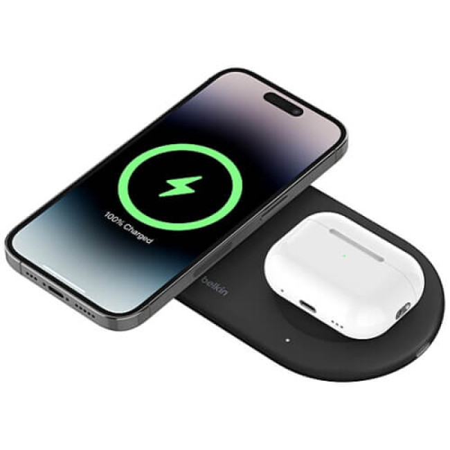 Беспроводное зарядное устройство Belkin BoostCharge Pro 2in1 Magnetic Pad  with Qi2 15W Black (WIZ021VFBK)