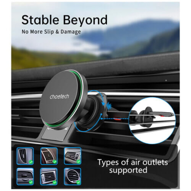 Автомобильное зарядное устройство Choetech 15W Magnetic Сar Сharger Blue (T205-F)