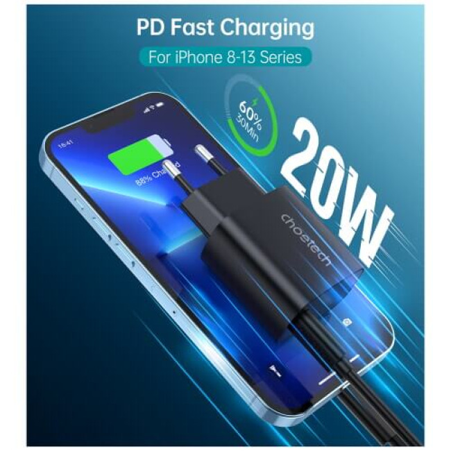 Сетевое зарядное устройство Choetech 20W Charger Black (Q5004-WH-BK)