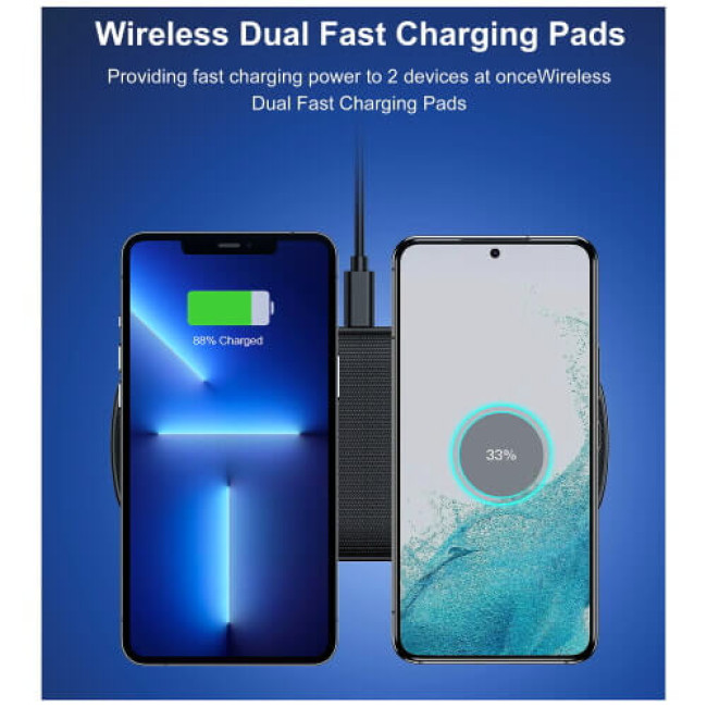 Беспроводное зарядное устройство Choetech 5-Coil Dual Fast Wireless Charger (T535-S)