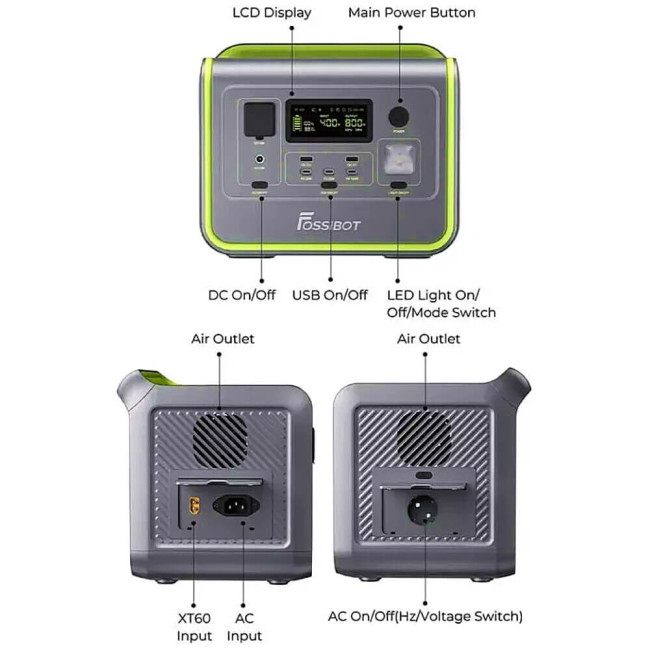 Зарядная станция Fossibot F800 Green (FSB-F800-gr)