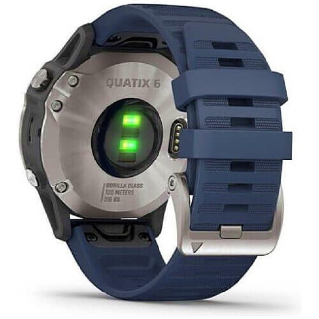 Смарт-часы Garmin quatix 6 Gray with Captain Blue Band (010-02158-90/010-02158-91) ГАРАНТИЯ 3 мес.