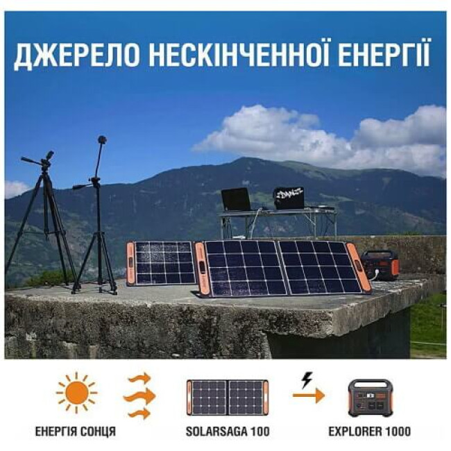 Зарядное устройство на солнечной батарее Jackery Explorer 1000 + 2 SolarSaga 100W