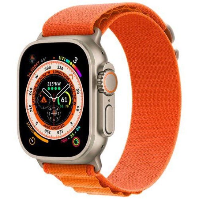 Apple Watch Ultra Titanium Case with Orange Alpine Loop - Small (MNHA3/MNHH3)