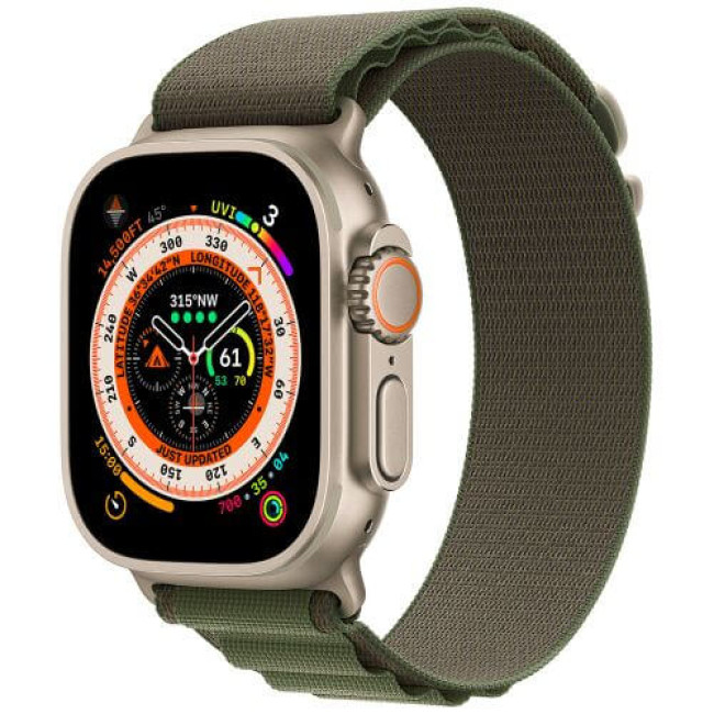 Apple Watch Ultra Titanium Case with Green Alpine Loop - Small (MNHC3/MNHJ3)