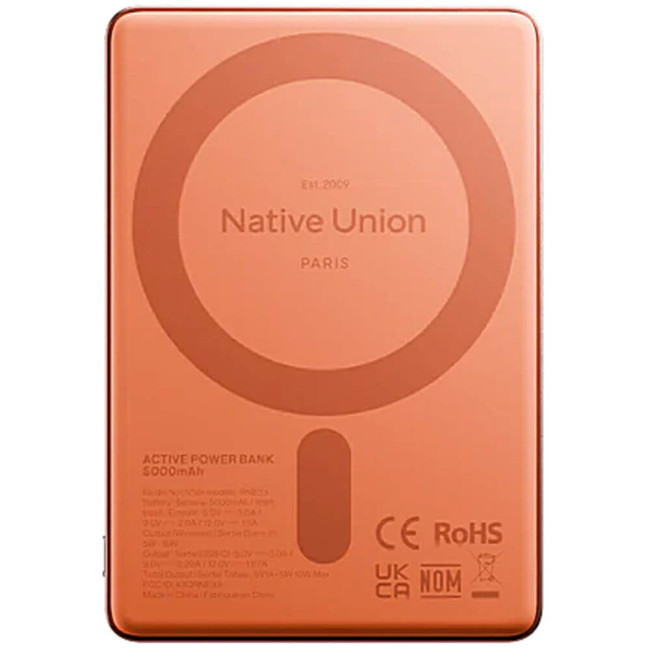 Дополнительный аккумулятор Native Union Active Magnetic Power Bank 5000mAh Apricot Crush (ACTPB-5KMS-APR)