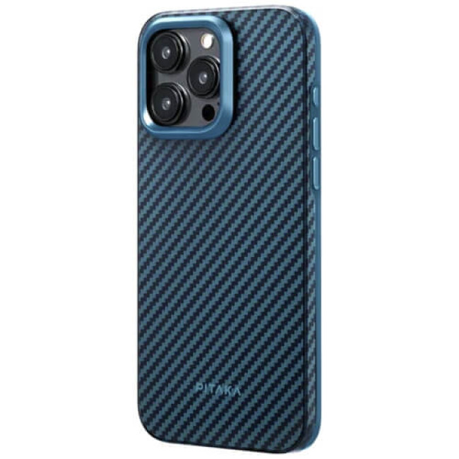 Чехол-накладка Pitaka MagEZ Case Pro 4 Twill 1500D Black/Blue for iPhone 15 Pro Max (KI1508PMPA)