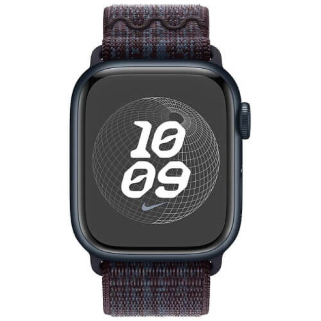 Ремешок Apple Watch 45/49/44/42mm Black/Blue Nike Sport Loop (MUJX3)