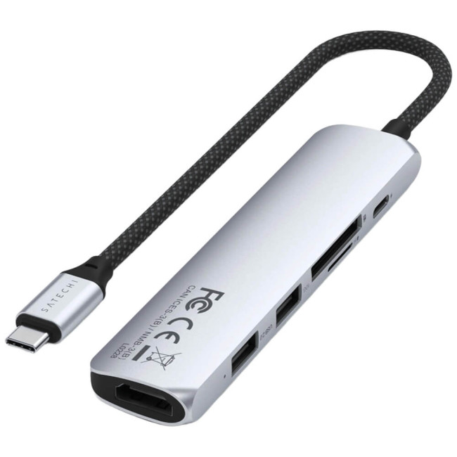 Хаб Satechi 6-in-1 USB-C Slim Multiport Adapter 4K Silver (ST-P6SS)