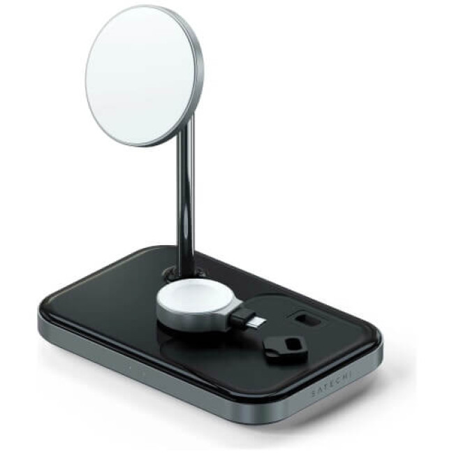Беспроводное зарядное устройство Satechi Aluminum 3 in 1 Magnetic Wireless Charging Stand Space Gray (ST-WMCS3M)