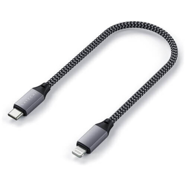 Кабель Satechi USB-C to Lightning Cable Space Gray (25 cm) (ST-TCL10M)