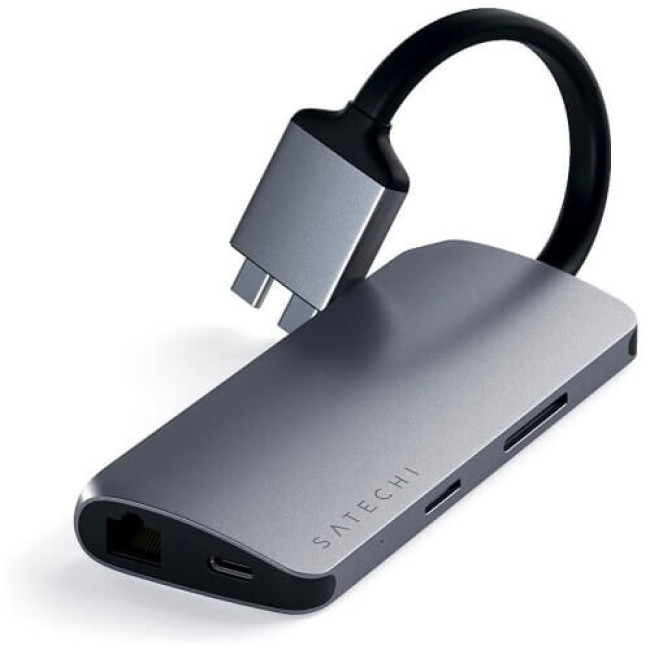 Переходник Satechi Aluminum Type-C Dual Multimedia Adapter Space Gray (ST-TCDMMAM)