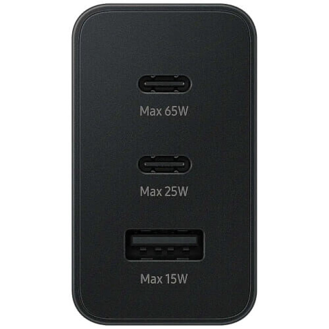 Сетевое зарядное устройство Samsung Wall Charger USB+2xUSB-C Trio 65W+15W+25W Black (EP-T6530NBEGRU)