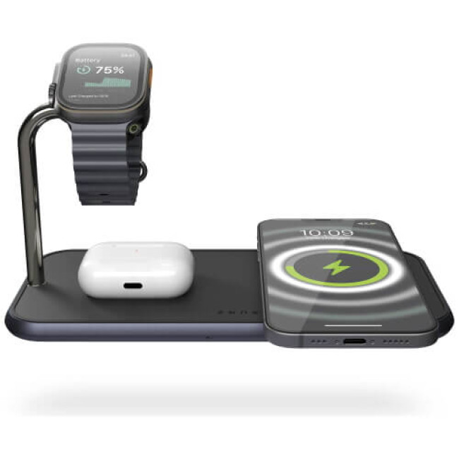 Беспроводное зарядное устройство Zens Dual + Watch Aluminium Wireless Charger Black (ZEDC05BM/00)