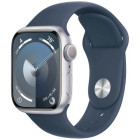 Apple WATCH Series 9 41mm Silver Aluminium Case with Storm Blue Sport Band M/L (MR913)