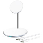 Беспроводное зарядное устройство Choetech Magnetic 2 in 1 magnetic Wireless Charging Stand White (T581-F)