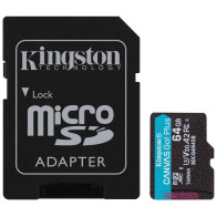 Карта памяти Kingston Canvas Go Plus Class 10 UHS-I U3 V30 A2 Micro SDXC 64GB with adapter (SDCG4/64GB)